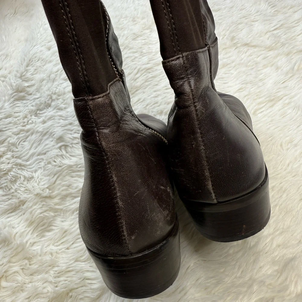 Michael Kors Over The Knee Boots Leather Riding Chocolate Brown Size 7 Capsule